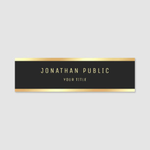 Professional Elegant Gold Black Template Modern Name Tag
