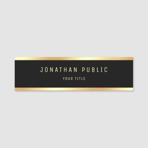 Professional Elegant Gold Black Template Modern Name Tag