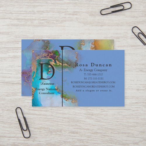 Professional Elegant Gold Cornflower Blue Purple Business Card