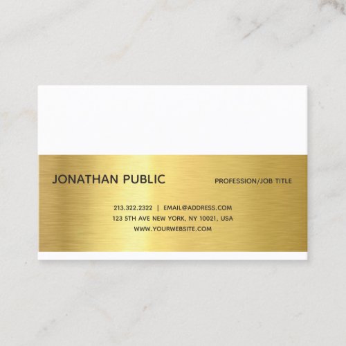 Professional Elegant Gold Effect Modern Plain Luxe Business Card