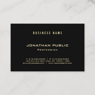 Professional Elegant Gold Font Black Modern Luxury Business Card