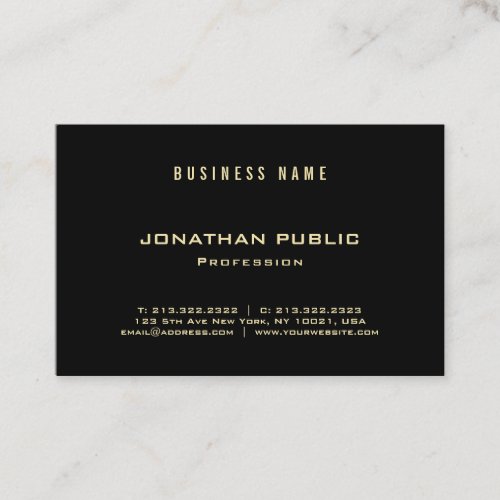 Professional Elegant Gold Font Black Modern Luxury Business Card