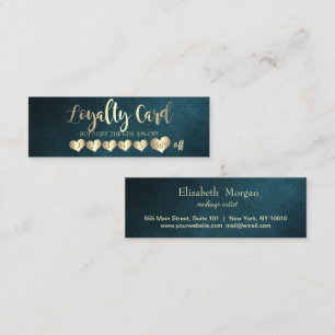Professional Elegant Gold Hearts Green Leather Loyalty Card