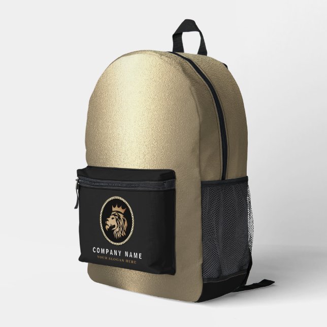 Professional Elegant Gold Lion Logo  Printed Backpack (Back Corner Right)