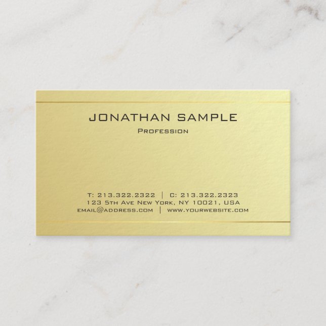 Professional Elegant Gold Look Minimalist Luxury Business Card (Front)