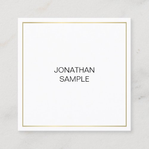 Professional Elegant Gold Look Minimalist Plain Square Business Card