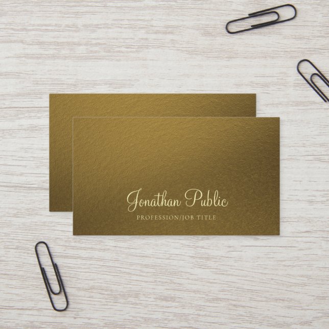 Professional Elegant Gold Look Modern Deluxe Business Card (Front/Back In Situ)