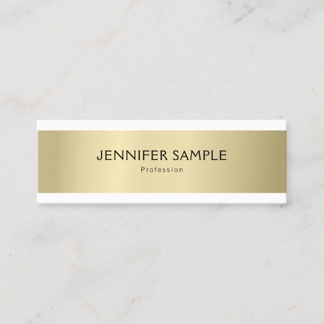 Professional Elegant Gold Look Modern Simple Plain Mini Business Card (Front)