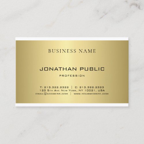 Professional Elegant Gold Look Modern Sleek Plain Business Card