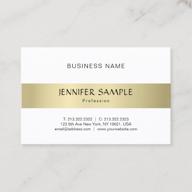 Professional Elegant Gold Look Simple Modern Plain Business Card (Front)