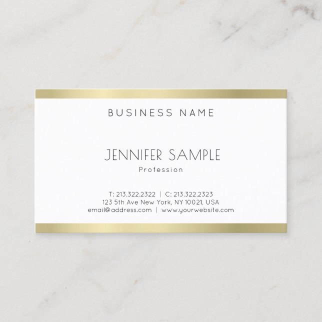 Professional Elegant Gold Look Sleek Plain Modern Business Card (Front)