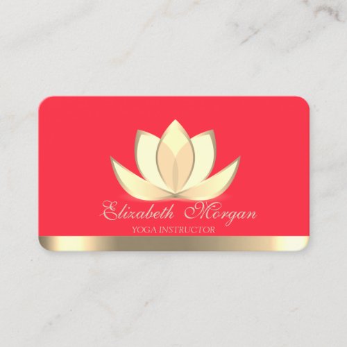 Professional Elegant Gold LotusYoga Red Business Card