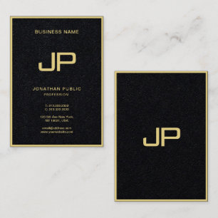 Professional Elegant Gold Monogram Premium Black Business Card