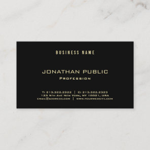 Professional Elegant Gold Text Black Modern Luxury Business Card