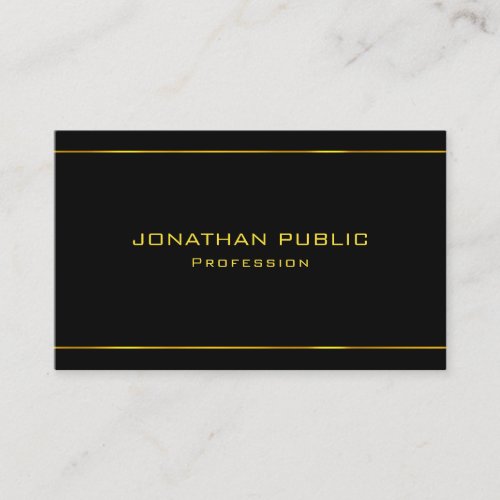 Professional Elegant Gold Text Black Template Business Card