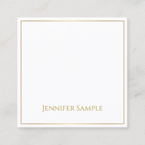 Professional Elegant Gold Text White Modern Plain Square Business Card