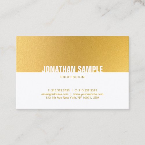 Professional Elegant Gold White Minimalist Plain Business Card