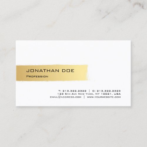 Professional Elegant Gold White Modern Simple Cool Business Card