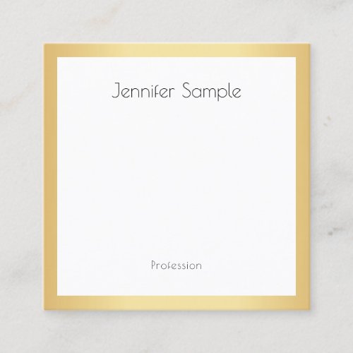 Professional Elegant Gold White Modern Template Square Business Card