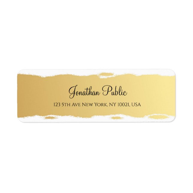 Professional Elegant Gold White Script Luxurious Label (Front)