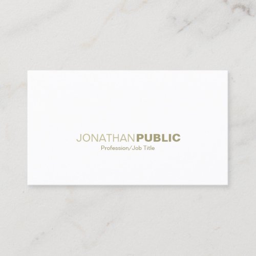 Professional Elegant Gold White Sleek Plain Modern Business Card