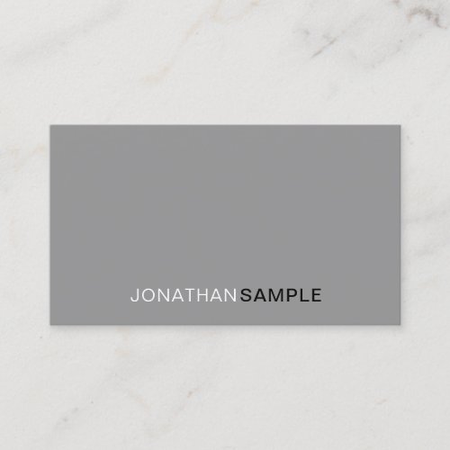 Professional Elegant Gray White Minimalist Plain Business Card