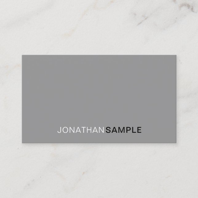 Professional Elegant Gray White Minimalist Plain Business Card (Front)