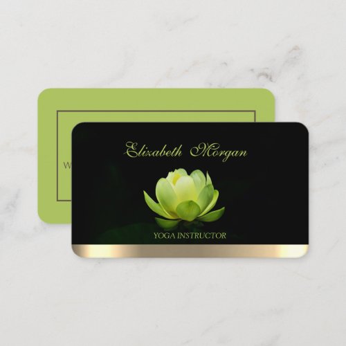 Professional Elegant Green LotusYoga  Business Card