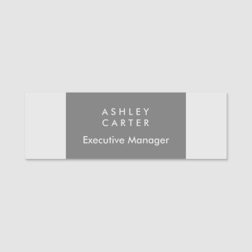 Professional elegant grey plain minimalist modern name tag