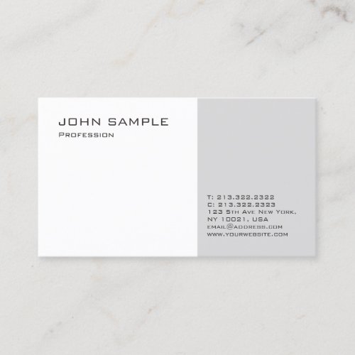 Professional Elegant Grey White Modern Template Business Card