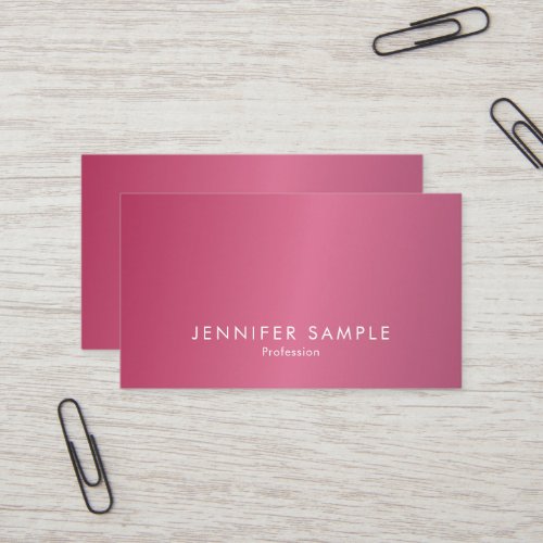 Professional Elegant Hot Pink Modern Clean Design Business Card