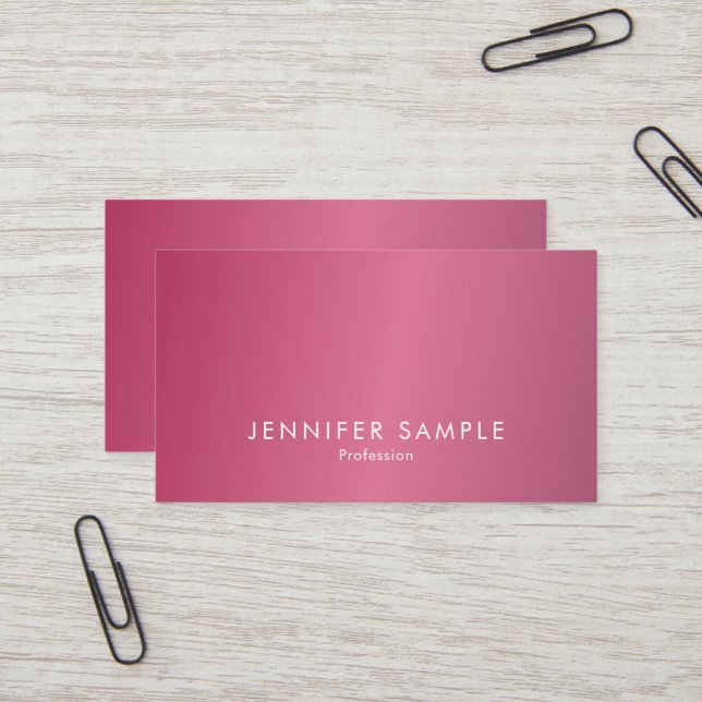 Professional Elegant Hot Pink Modern Clean Design Business Card (Front/Back In Situ)