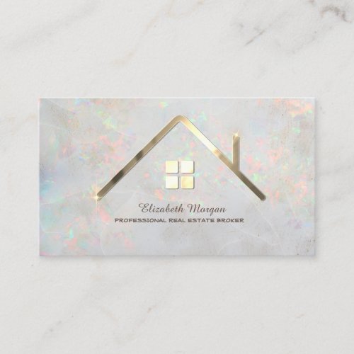 Professional Elegant House Real Estate Agent  Opal Business Card