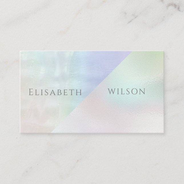 Professional elegant  iridescent pearl holographic business card (Front)