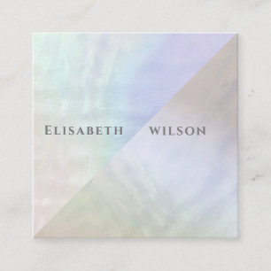 Professional elegant iridescent pearl holographic square business card