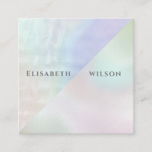 Professional elegant iridescent pearl holographic square business card