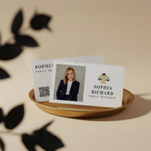 Professional Elegant Justice Scale Law Firm Photo Business Card