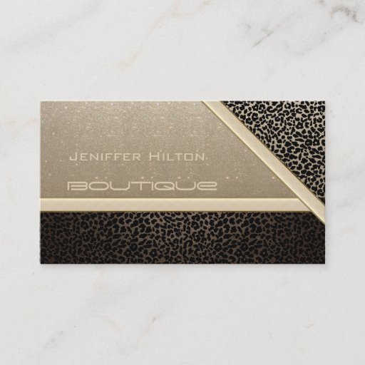 Customizable Professional elegant leopard print glittery business cards