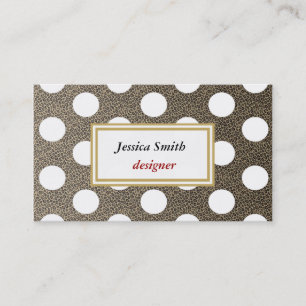 Professional elegant leopard print polka dots business card