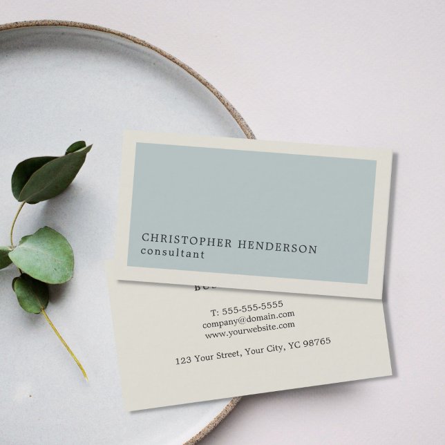 Professional Elegant Light Blue Grey Consultant Business Card (Creator Uploaded)
