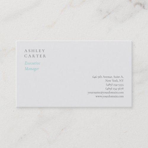 Professional elegant light grey minimalist modern business card