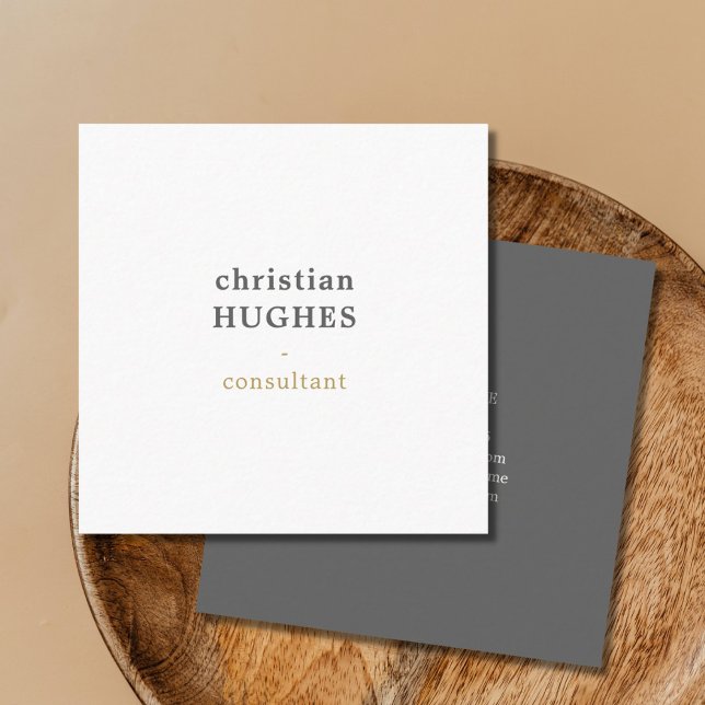 Professional Elegant Light Grey White Consultant Square Business Card (Creator Uploaded)