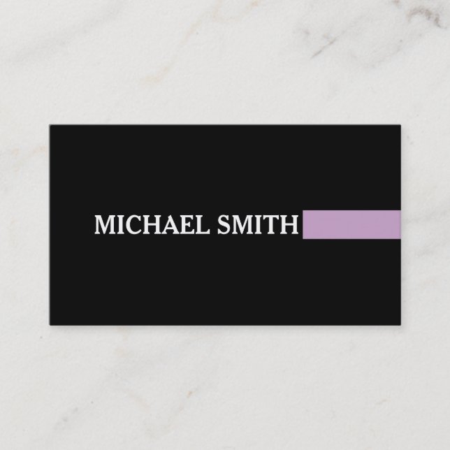 Professional Elegant Lilac Modern Plain Black Business Card (Front)