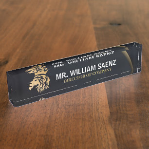 Professional Elegant Lion Logo Desk Name Plate