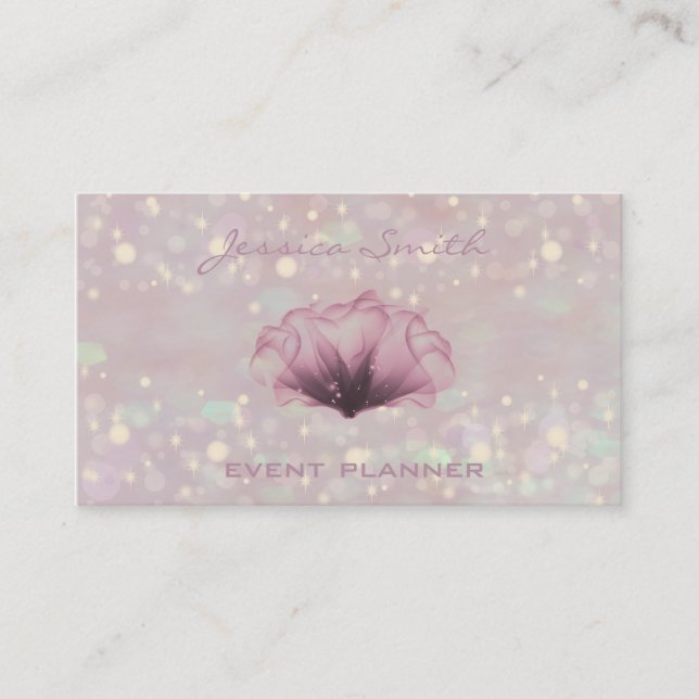 Professional elegant luxury glitter bokeh floral business card (Front)
