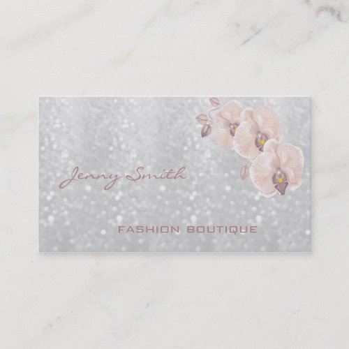 Professional elegant luxury glitter bokeh orchid business card