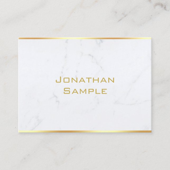 Professional Elegant Marble Gold Text Template Top Business Card (Front)