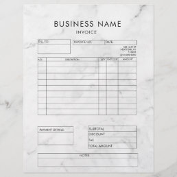 Professional Elegant Marble Invoice Receipt Letterhead