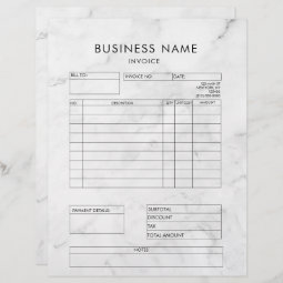 Professional Elegant Marble Invoice Receipt Letterhead | Zazzle