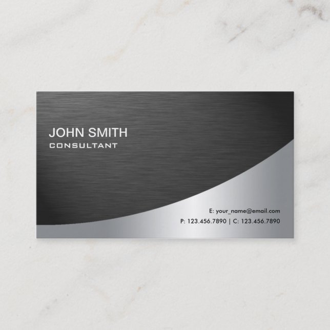 Professional Elegant Metal Modern Plain Black Business Card (Front)